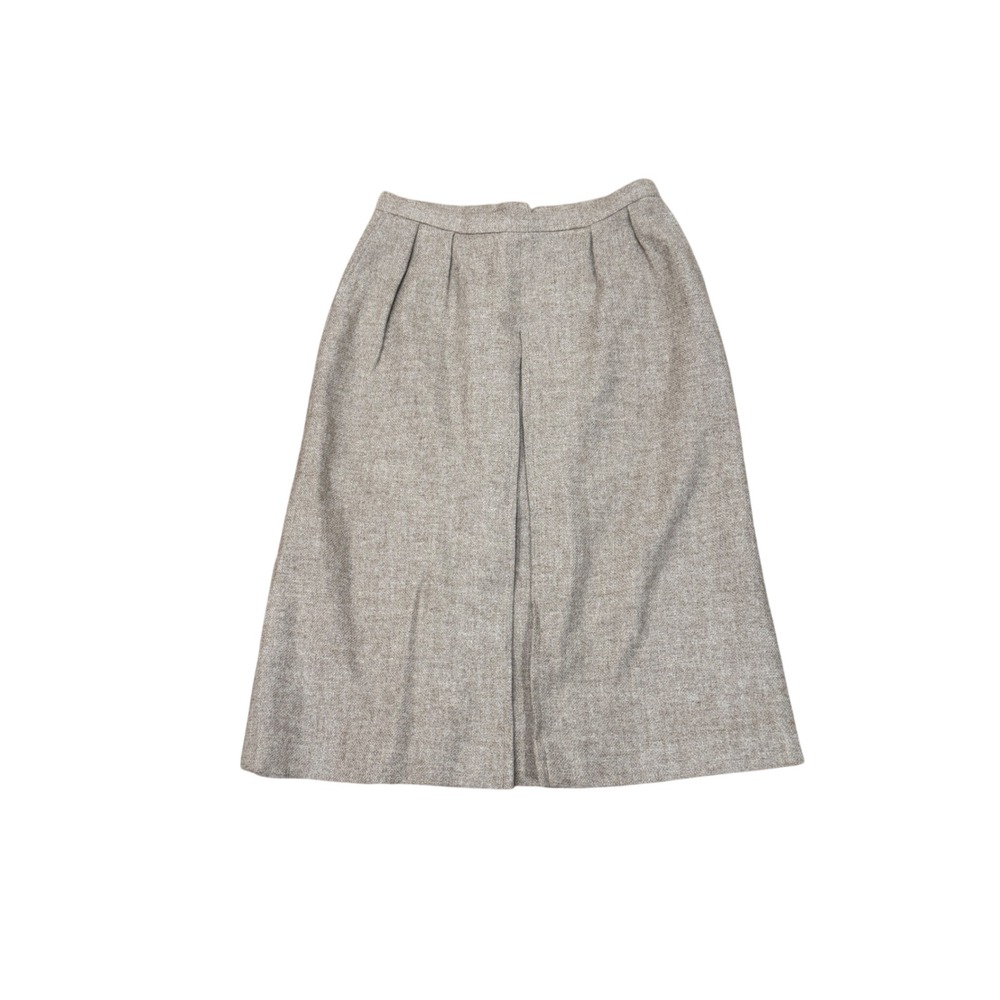 Avoca Collection Ireland Pure New Wool Tweed Pleated Midi Skirt Beige Sz 14